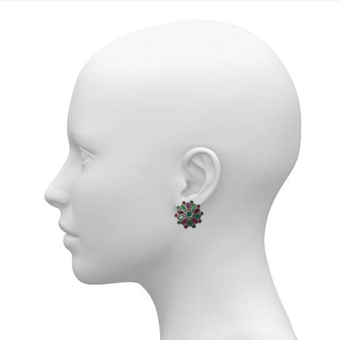 Color Stone Oxidized Earrings On Mannequin