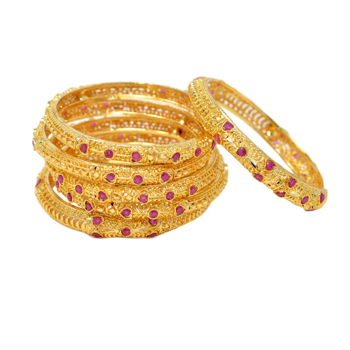 Golden Red Stone Bangle semi Stacked