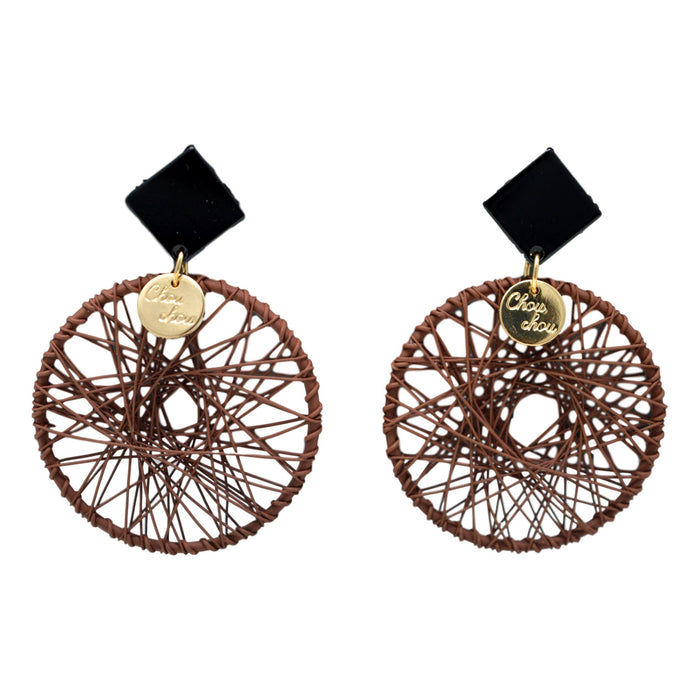 Brown Dhaga Circle Earring Front View