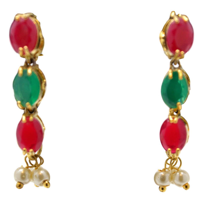 Green & Red Stone Earring