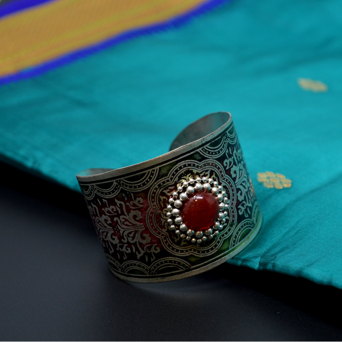 Red Stone Oxidised  Bracelet