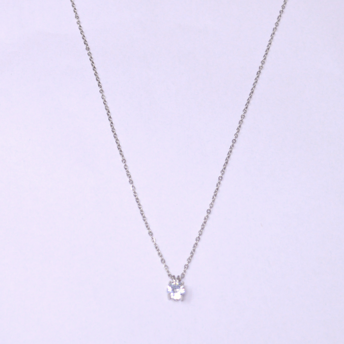 Dainty Single White Stone Necklace