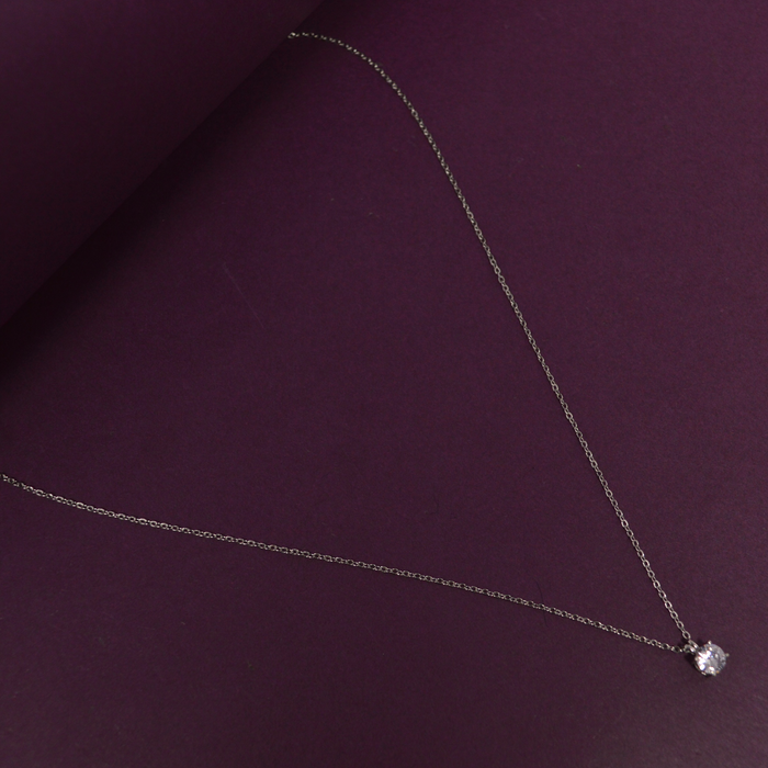 Dainty Single White Stone Necklace