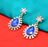 Modern Earrings Blue Stone With American Diamond
