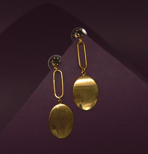 Golden Black Stone Earring