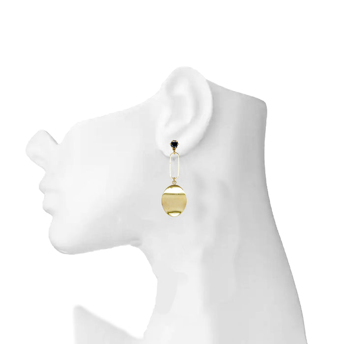 Golden Black Stone Earring On Mannequin