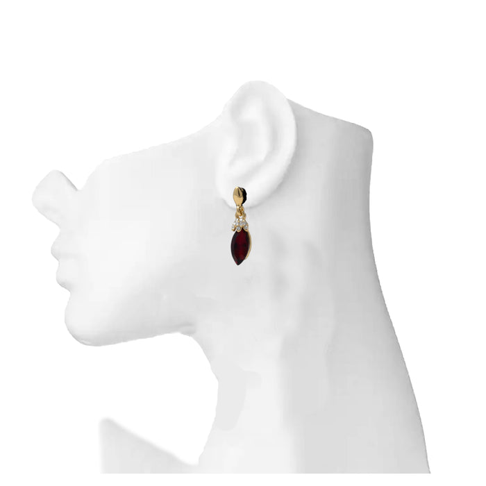 White & Red Stone Earring  On Mannequin