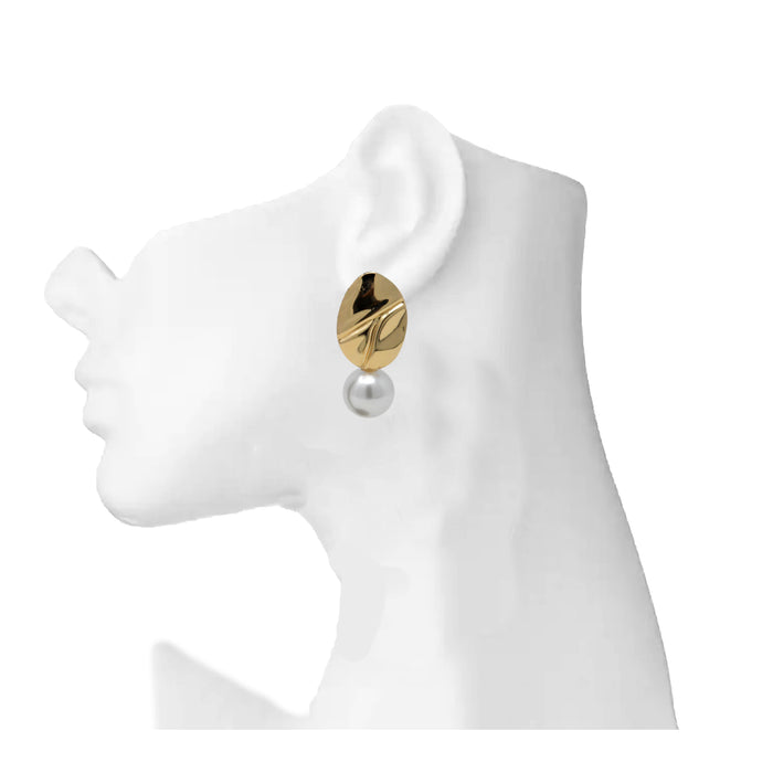 Golden Moti Oval Shape Earring On Mannequin