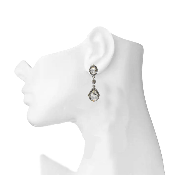 Silver White Stone Earring On Mannequin
