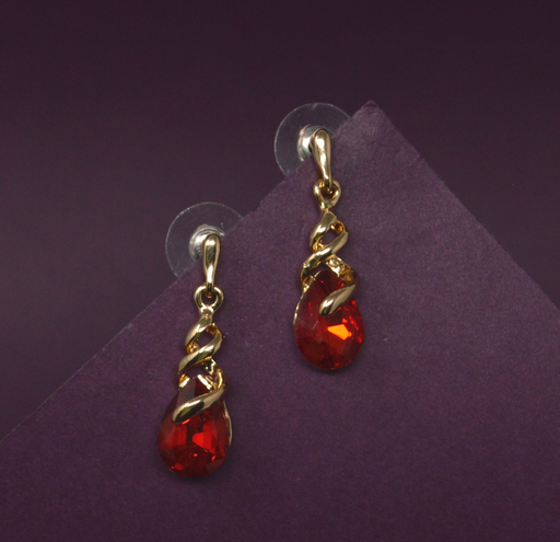 Golden Red Stone Earring