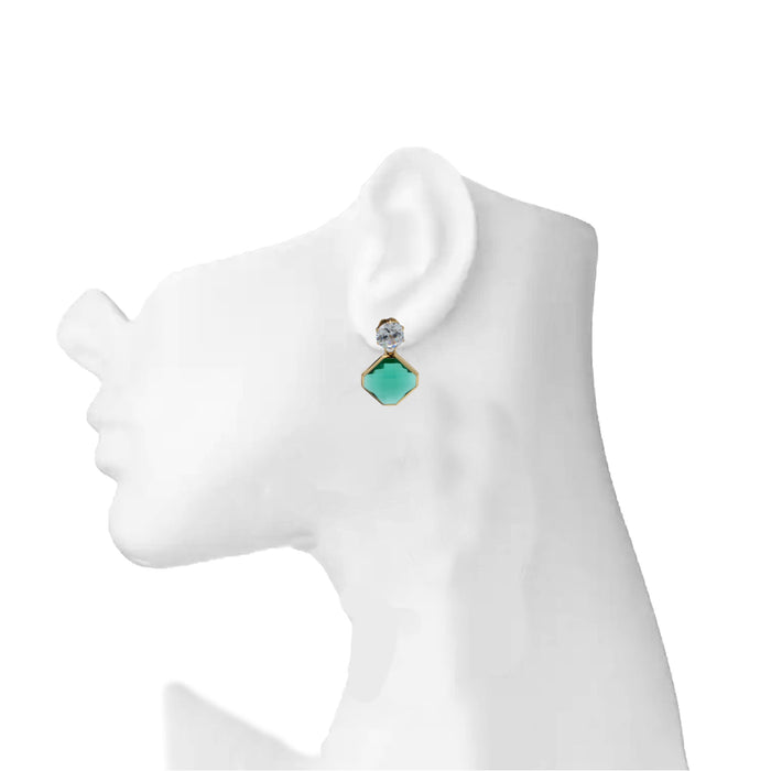 Green & White Stone Earring  On Mannequin