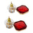 White & Red Stone Earring Back View