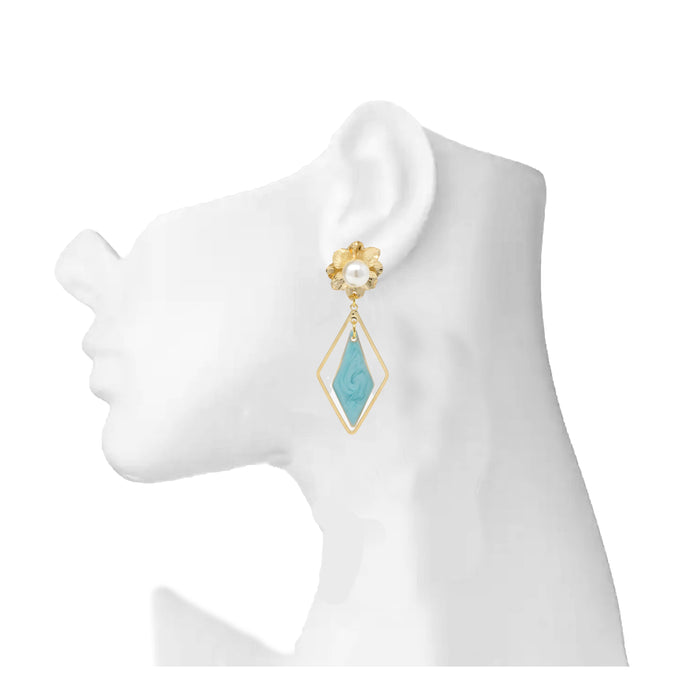 Golden Moti Blue Earring On Mannequin