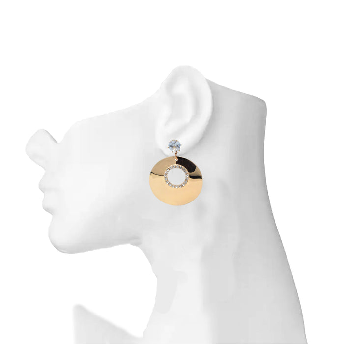 Golden White Stone Earring  On Mannequin