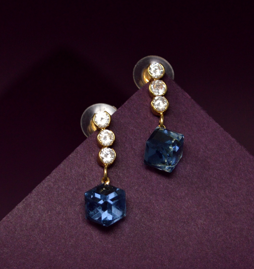 Golden Blue Stone Earring