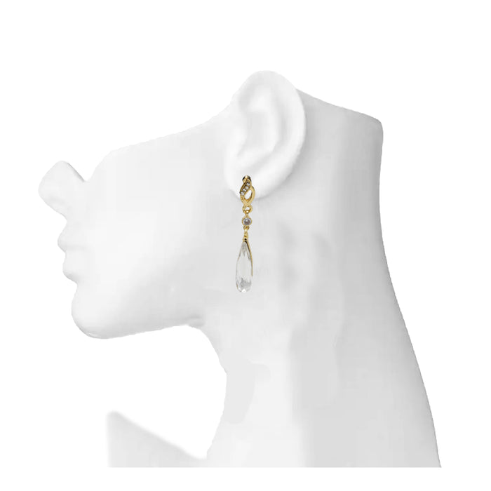 Golden White Stone Earring On Mannequin