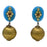 Blue Stone Golden Ball Earring Front View
