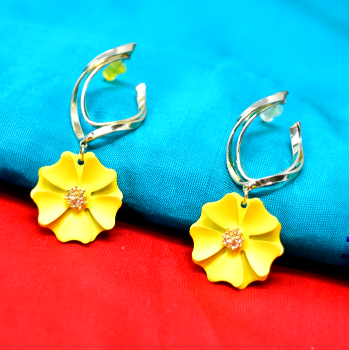 Yellow Flower Golden Earring