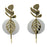 White Circle Golden Leaf Earring  Front View