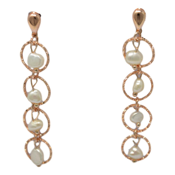 Rose Gold Moti Earring Front View