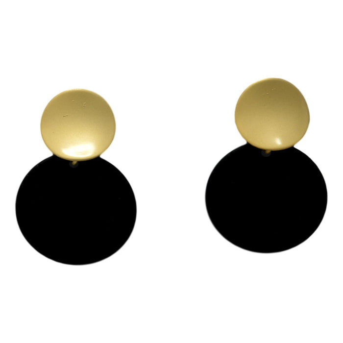 Dull Gold Black Earring Front View 