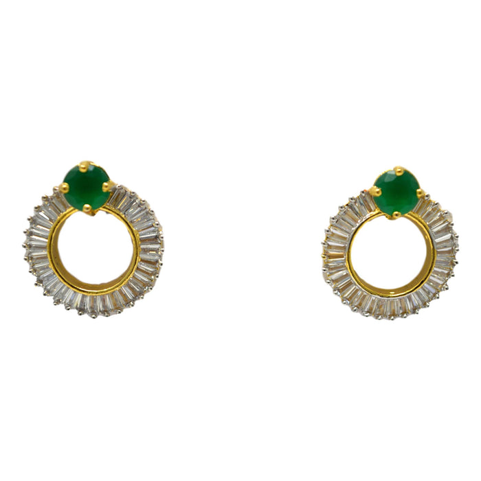 Green & White Stone Earring Front View