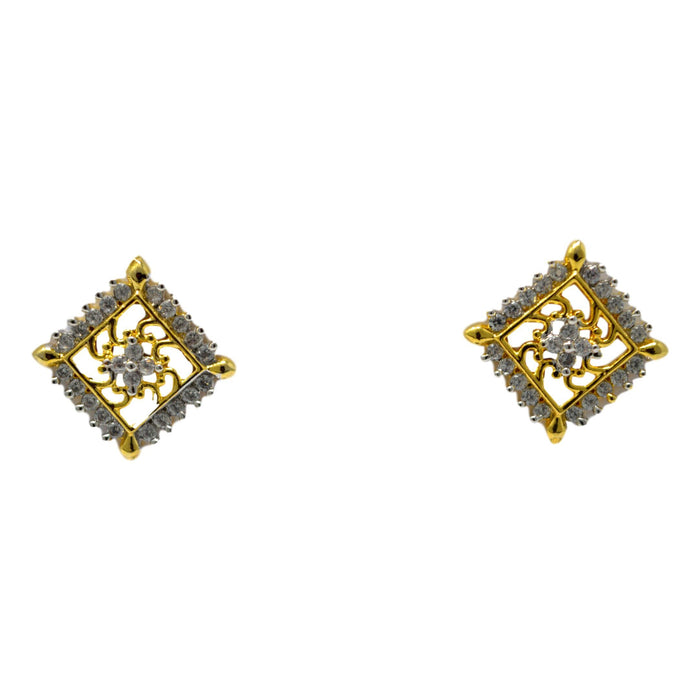 American Diamond Square Earring Front View