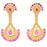 American Diamond & Red Stone Earring Front View