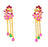 Flower Shape Red Stone & American Diamond Earring Front View