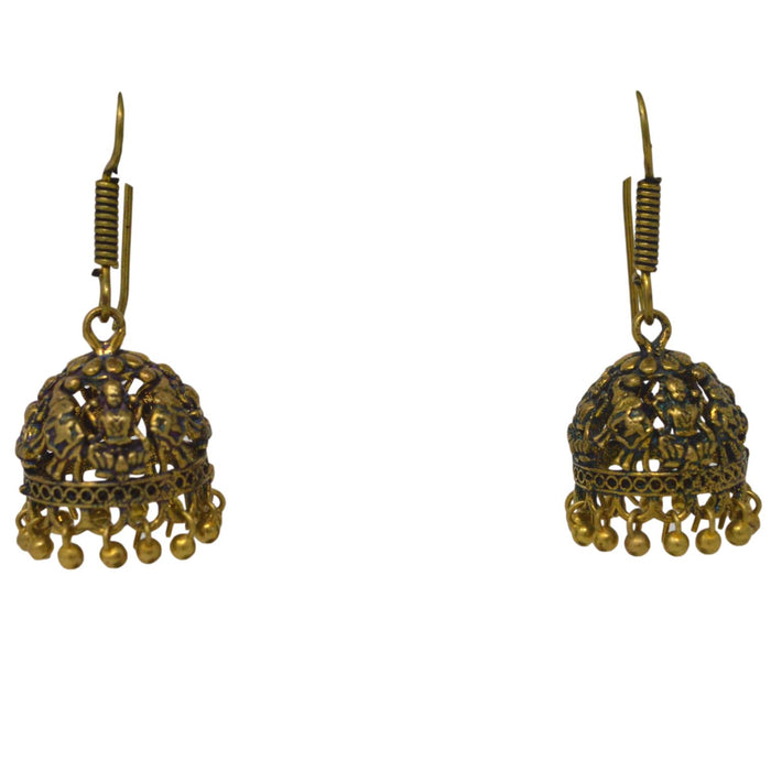 Gold Oxidised Jhumki Earring