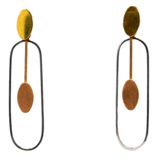 Silver And Gold Finish Modern Earring