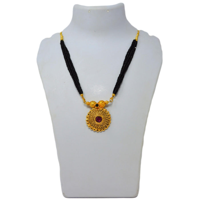 Red Stone Blossom Mangalsutra On Mannequin