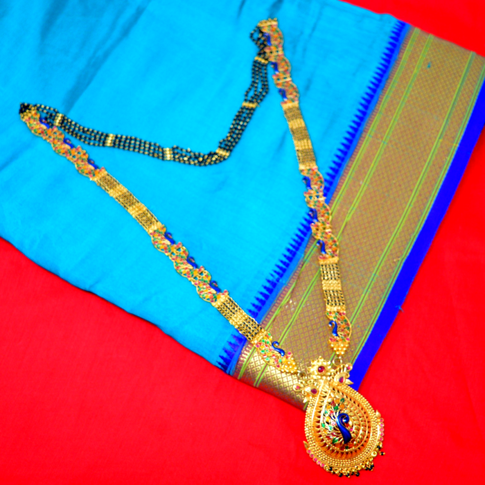 Peacock & Red Stone Long Mangalsutra