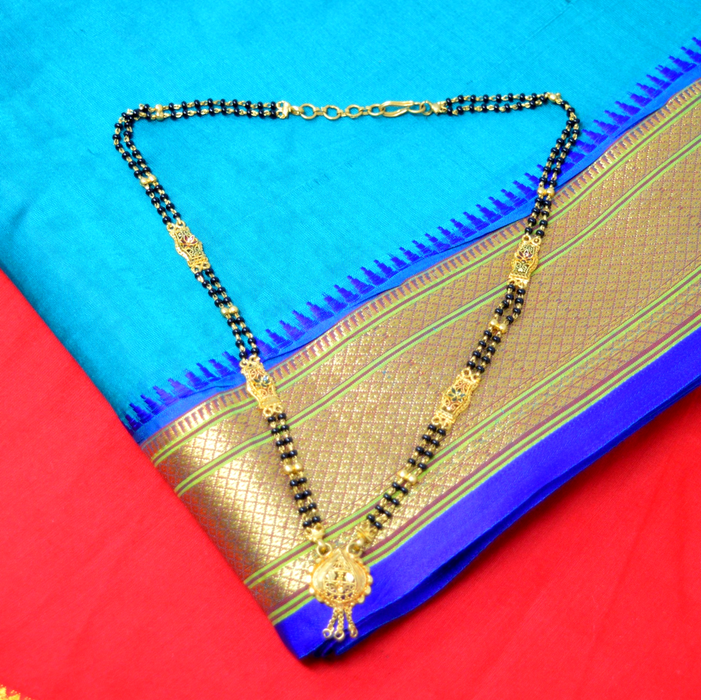Golden Finish Pendant & Black mani Mangalsutra Color