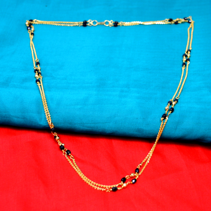 2 Layer Chain Black Beads Mangalsutra Color