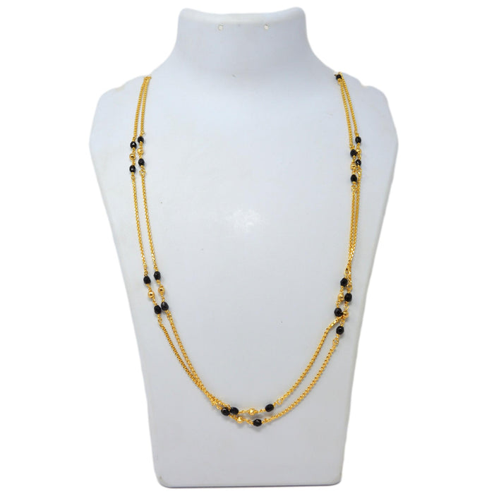 2 Layer Chain Black Beads Mangalsutra On Mannequin