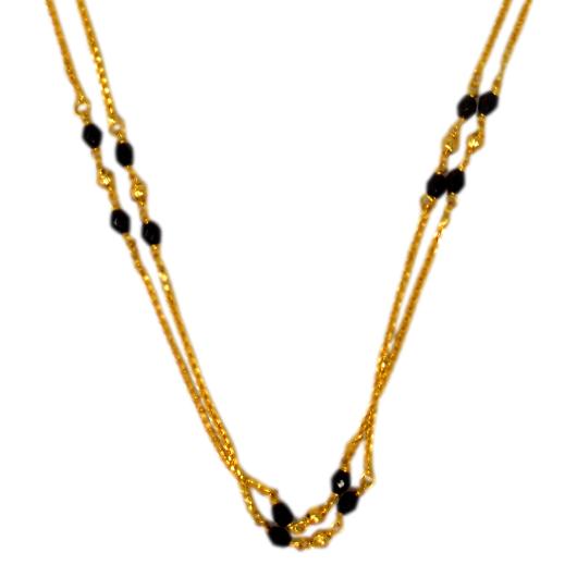 2 Layer Chain Black Beads Mangalsutra Close Up
