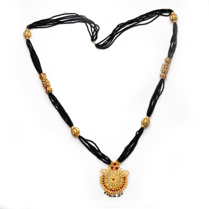 Red Stone Blossom Pendant Mangalsutra Front View