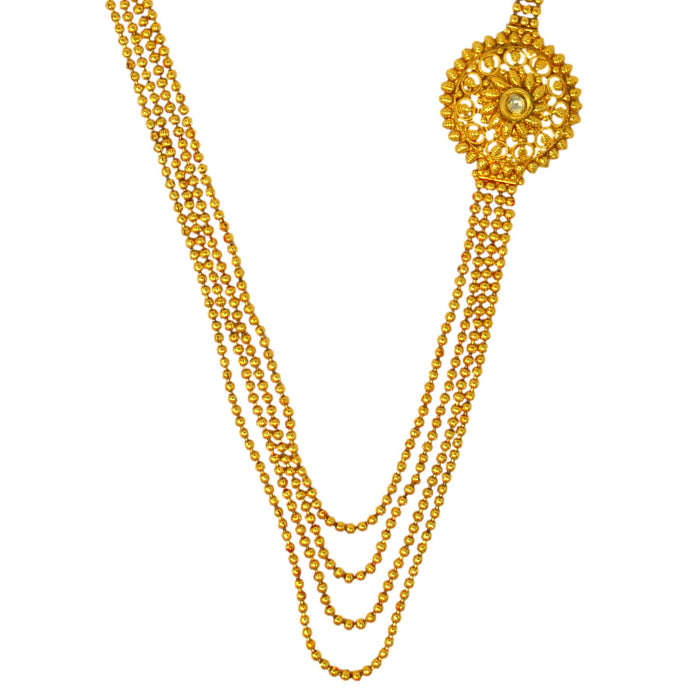 4 Layer Golden Beads Long Necklace Set