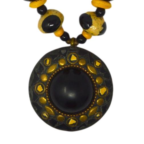 Black & Yellow Beads Necklace