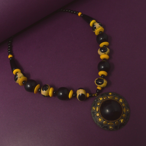 Black & Yellow Beads Necklace