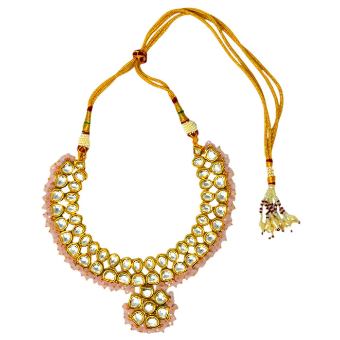 Pink Mani Kundan Necklace Set