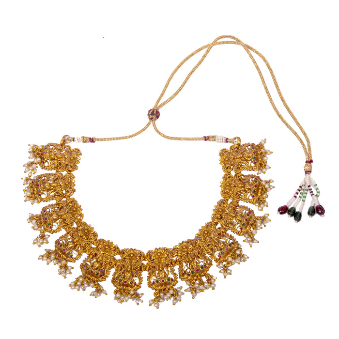 Laxmi Temple Necklace Front View Full Set