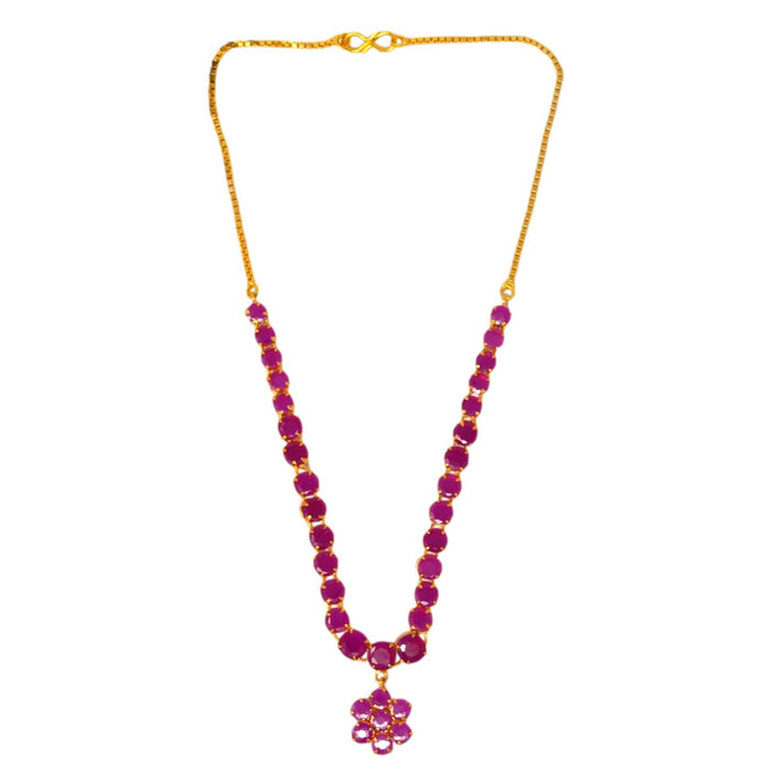 Red Stone Flower Necklace Set