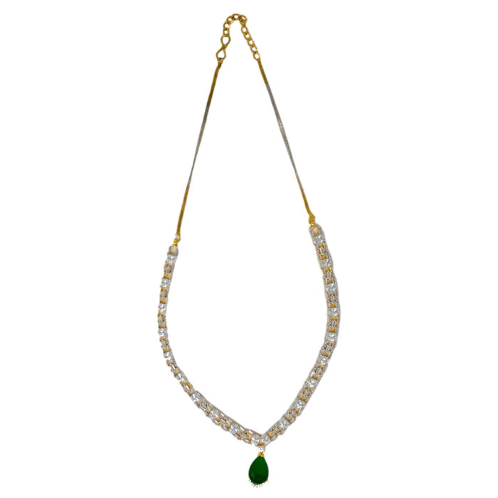 White & Green Stone Necklace
