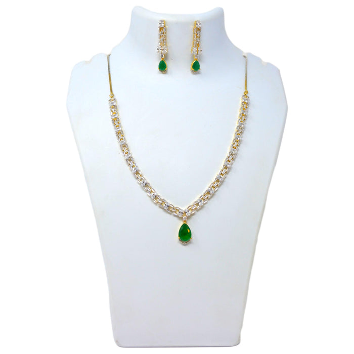 White & Green Stone Necklace