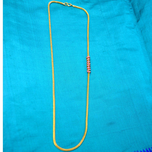 Red Stone Plain Gold Chain Necklace Color