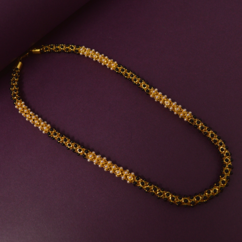 Golden & Black Moti Gajra mala necklace