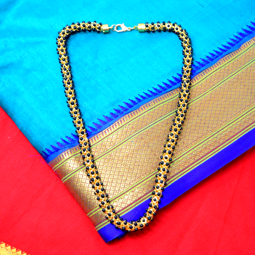 Gold And Black Beads Gajra Mala Color
