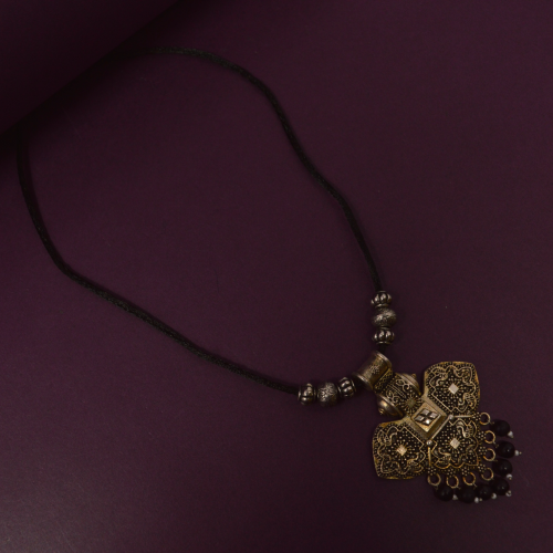 Black Dhaga Oxidised Necklace